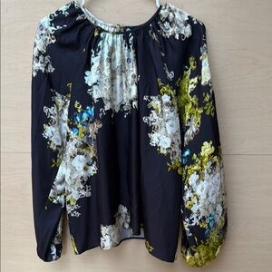 Cynthia Rowley balloon sleeve floral silk blouse